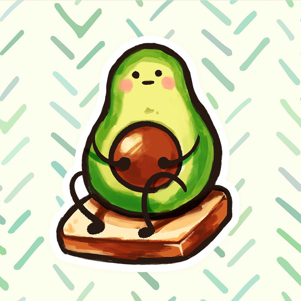 Cute funny toast and glasses, yummy Kawaii avocado' Sticker