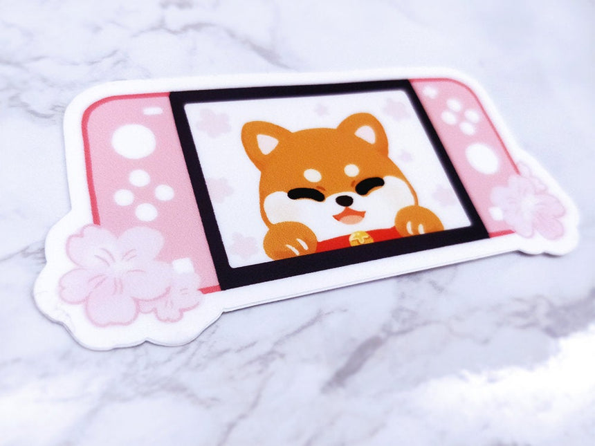 Sakura Shiba Inu x Pastel Cherry Blossom Nintendo Switch 3" Sticker