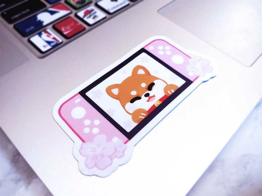 Sakura Shiba Inu x Pastel Cherry Blossom Nintendo Switch 3" Sticker