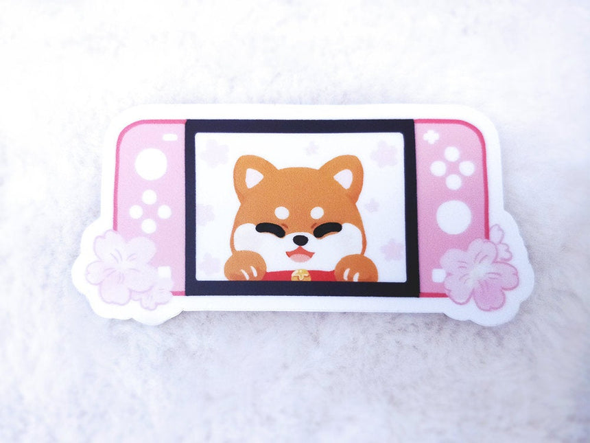 Shiba Sakura Candy 3" Sticker  |  Japan Kawaii Shiba Inu spring cherry blossoms