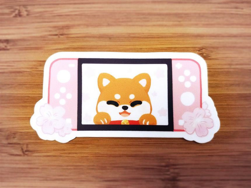 Sakura Shiba Inu x Pastel Cherry Blossom Nintendo Switch 3" Sticker