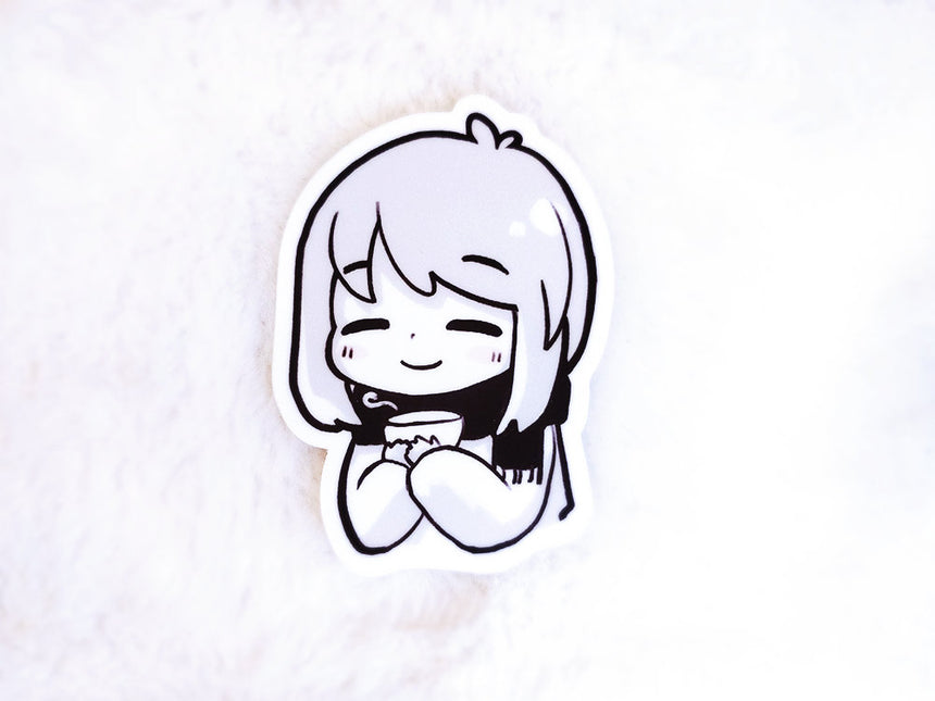 Kawaii Cozy Tea Girl 3" Sticker