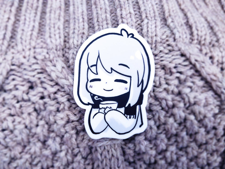 Kawaii Cozy Tea Girl 3" Sticker