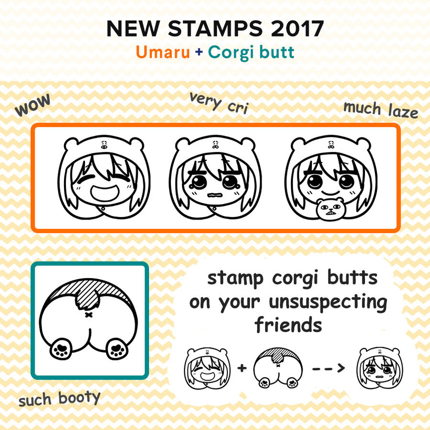 Corgi butt stamp 1" | Self-inking and Refillable