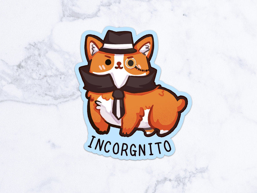 Incorgnito Incognito Corgi 3" Sticker