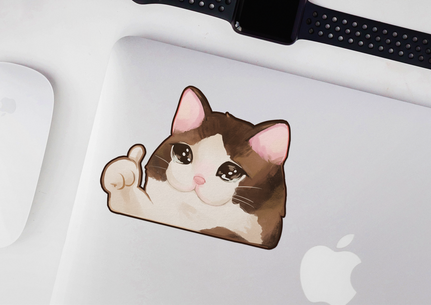 Thumbs Up Sad Cat Meme OK Cat 3" Sticker | Meme Lolcat